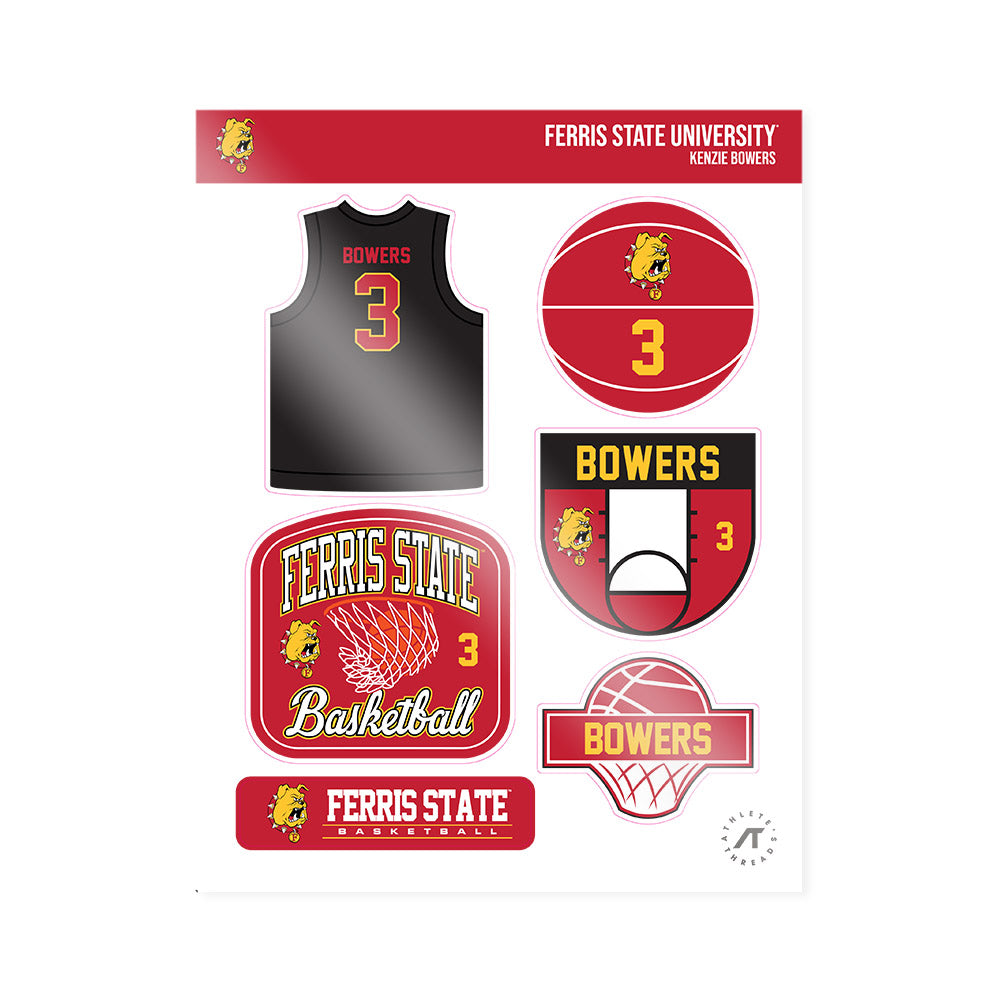 Ferris State - NCAA Women's Basketball : Kenzie Bowers - Sticker Sheet-0