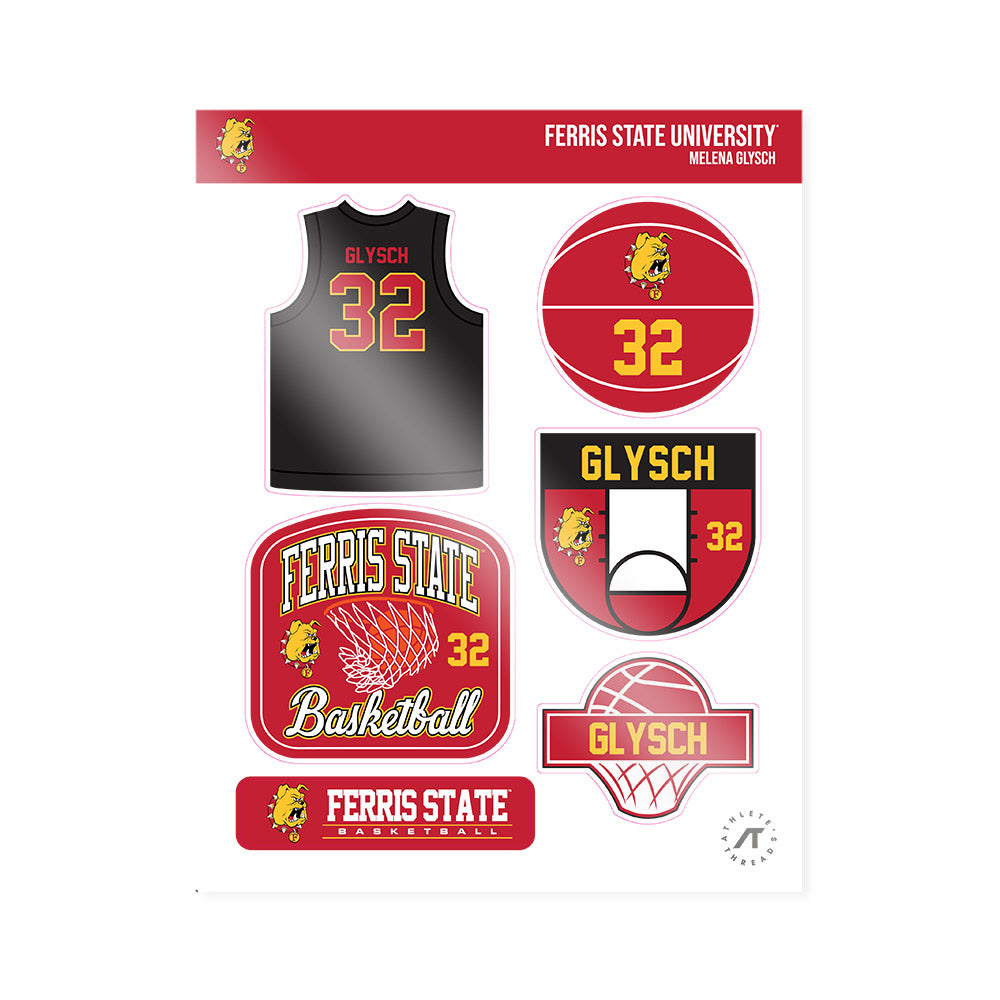 Ferris State - NCAA Women's Basketball : Melena Glysch - Sticker Sheet-0