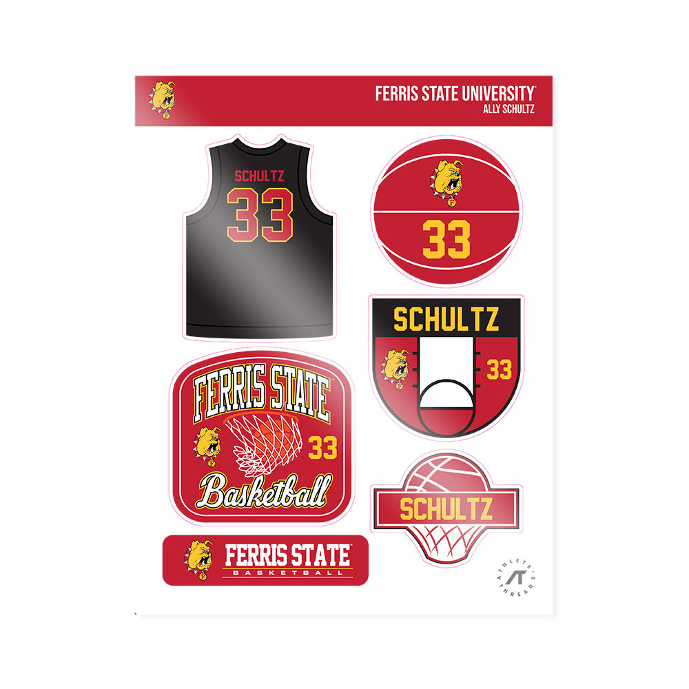 Ferris State - NCAA Women's Basketball : Ally Schultz - Sticker Sheet-0