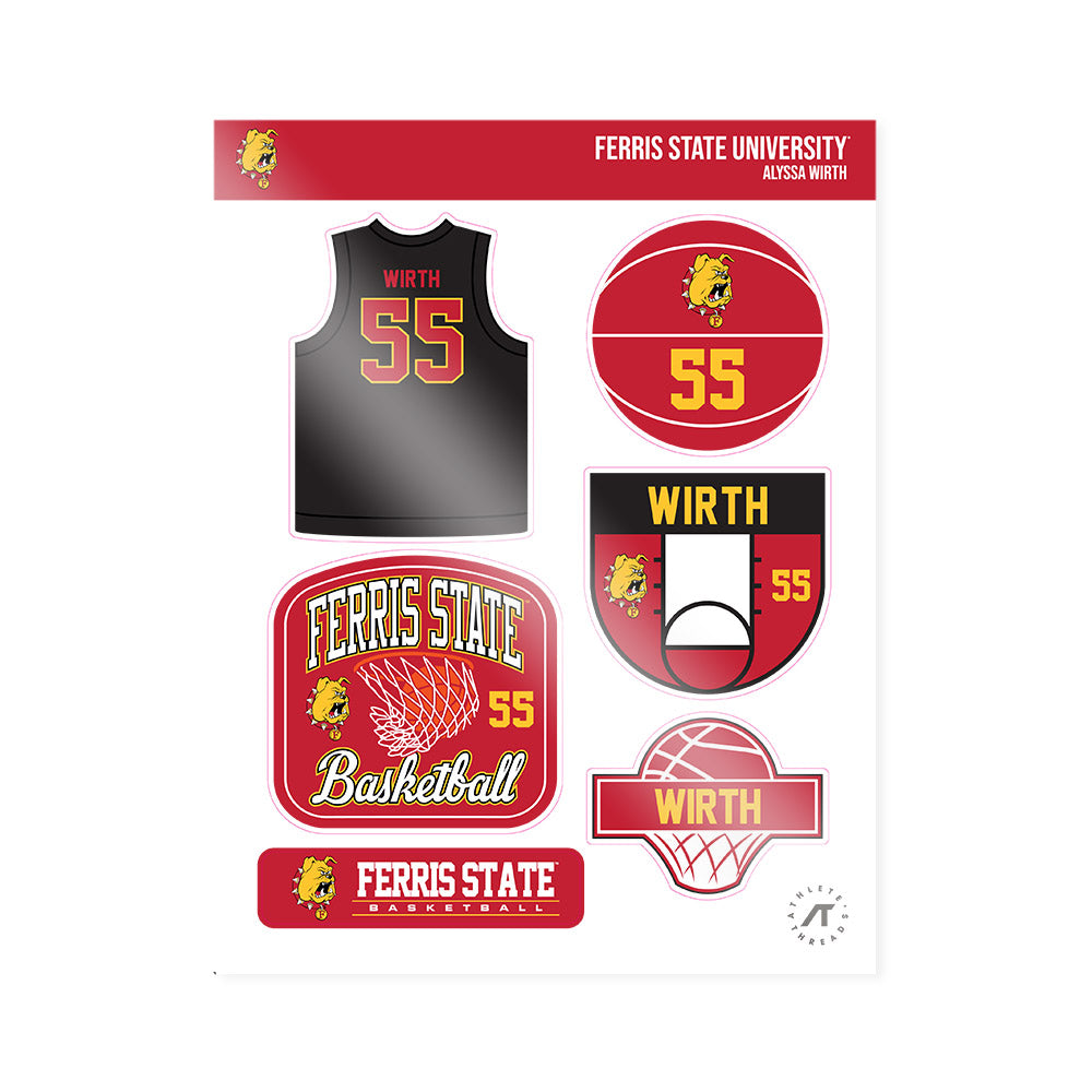 Ferris State - NCAA Women's Basketball : Alyssa Wirth - Sticker Sheet-0
