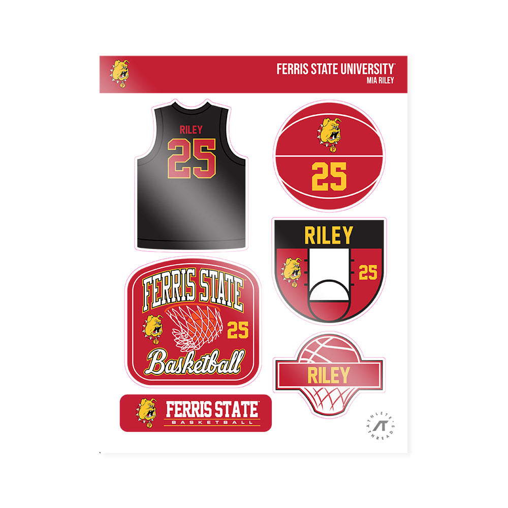 Ferris State - NCAA Women's Basketball : Mia Riley - Sticker Sheet-0