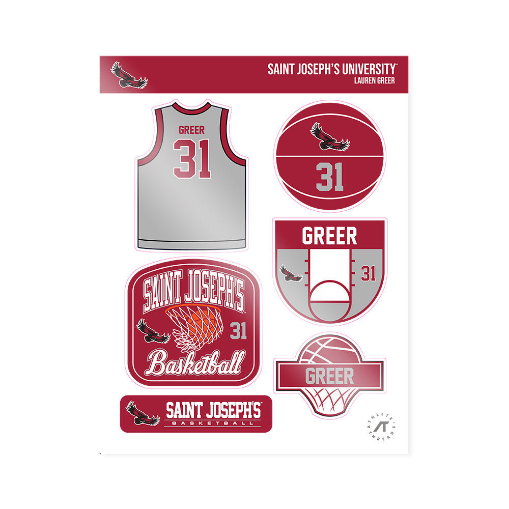 St. Joe's - NCAA Women's Basketball : Lauren Greer - Sticker Sheet-0