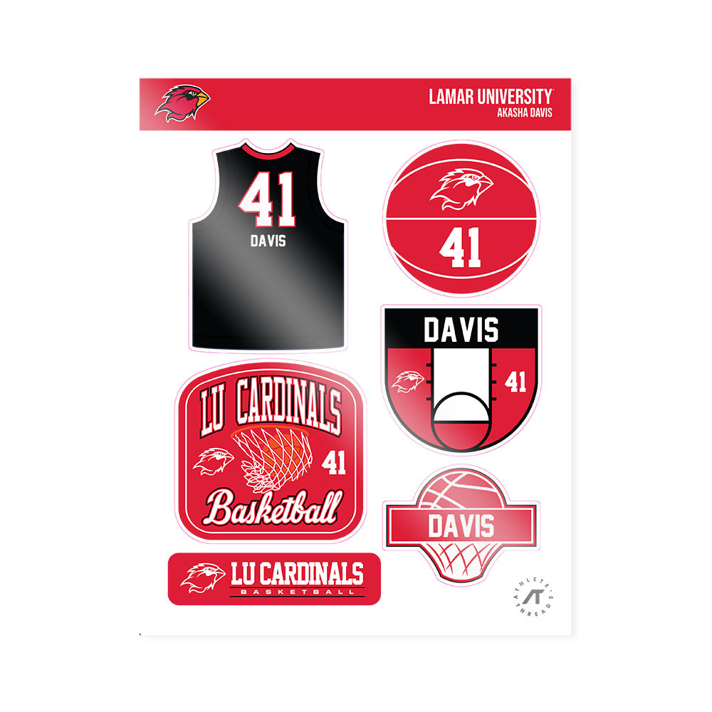 Lamar - NCAA Women's Basketball : Akasha Davis - Sticker Sheet-0