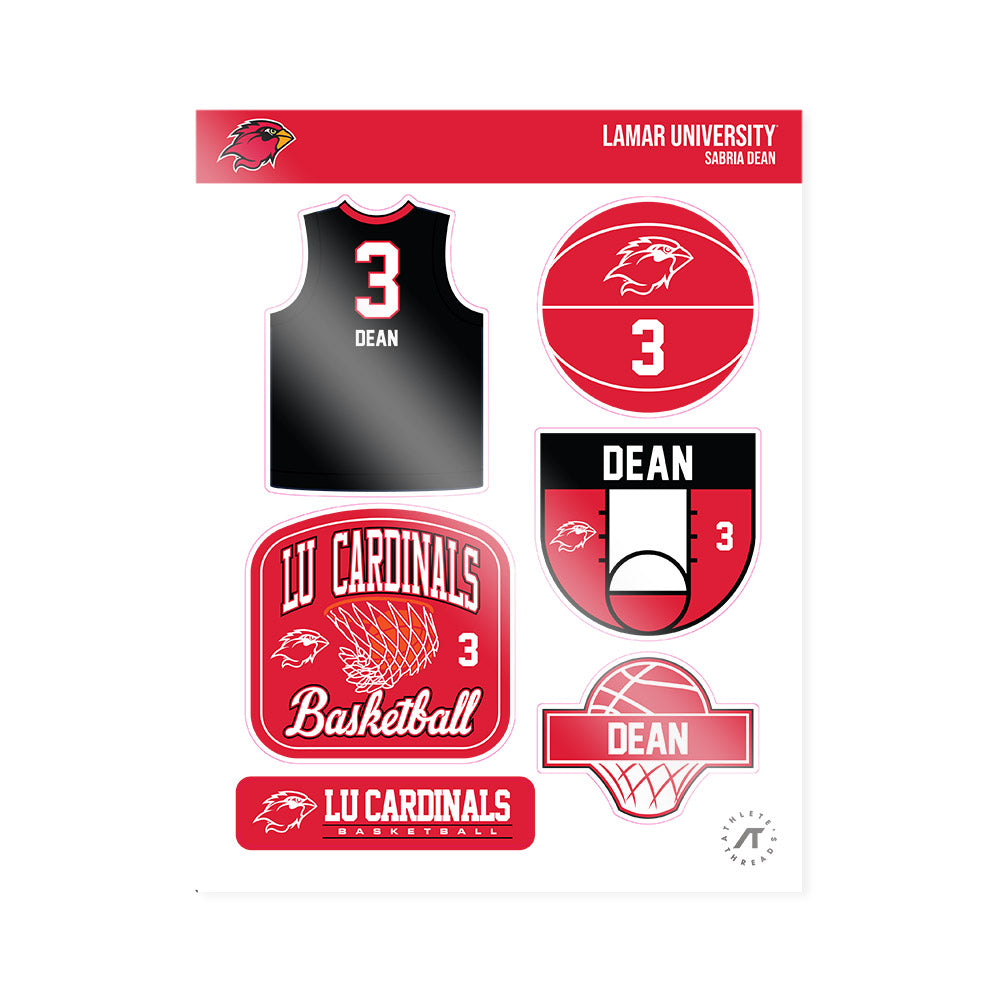 Lamar - NCAA Women's Basketball : Sabria Dean - Sticker Sheet-0