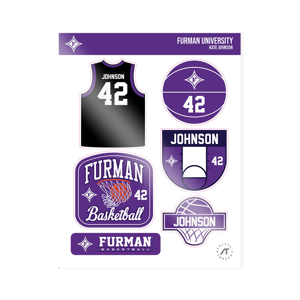 Furman - NCAA Women's Basketball : Kate Johnson - Sticker Sheet-0