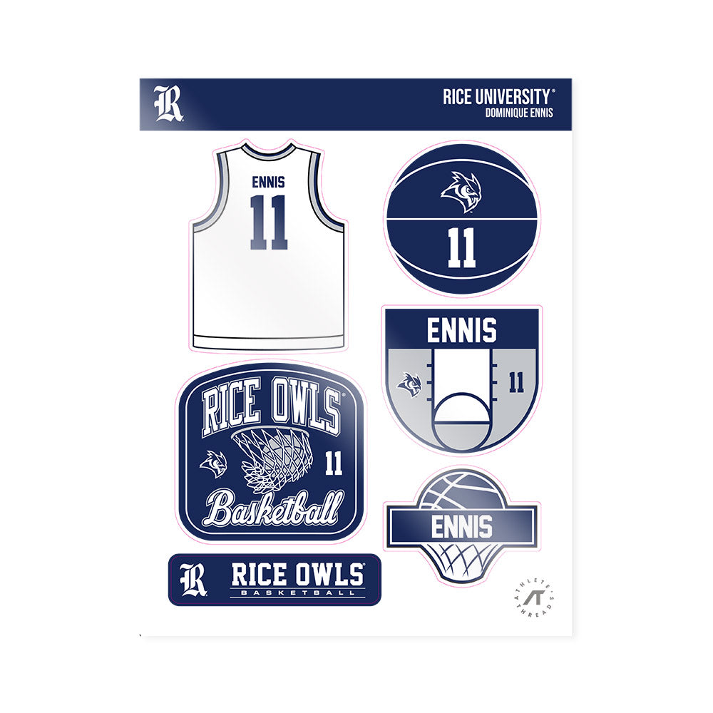 Rice - NCAA Women's Basketball : Dominique Ennis - Sticker Sheet-0