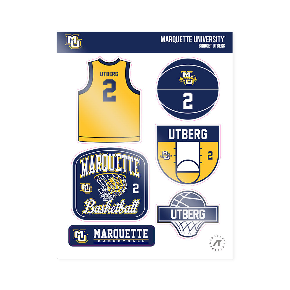 Marquette - NCAA Women's Basketball : Bridget Utberg - Sticker Sheet-0