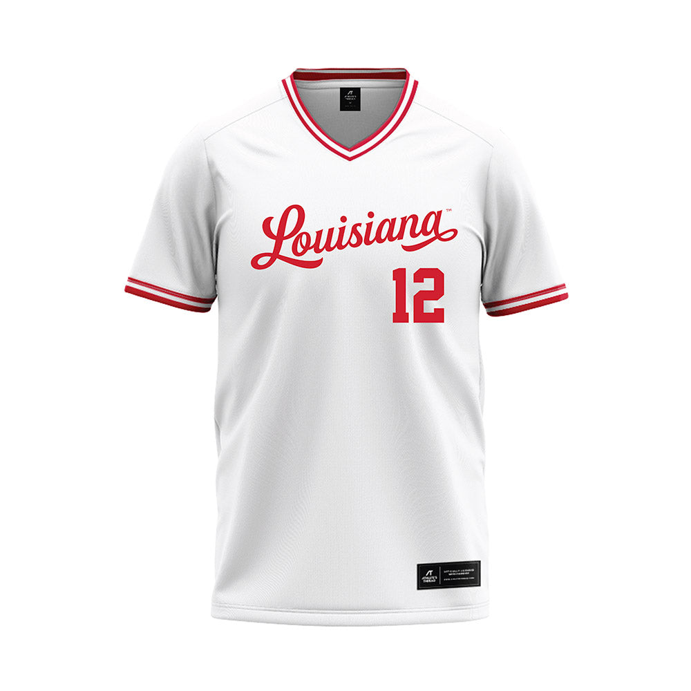 Louisiana - NCAA Baseball : Garret Carter - White Baseball Jersey-0
