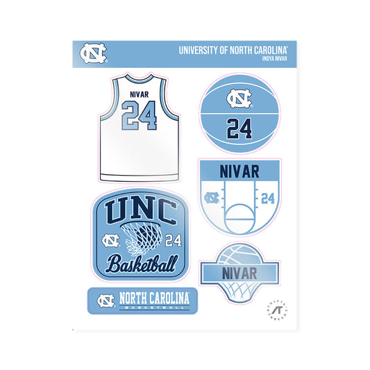 UNC - NCAA Women's Basketball : Indya Nivar - Sticker Sheet-0
