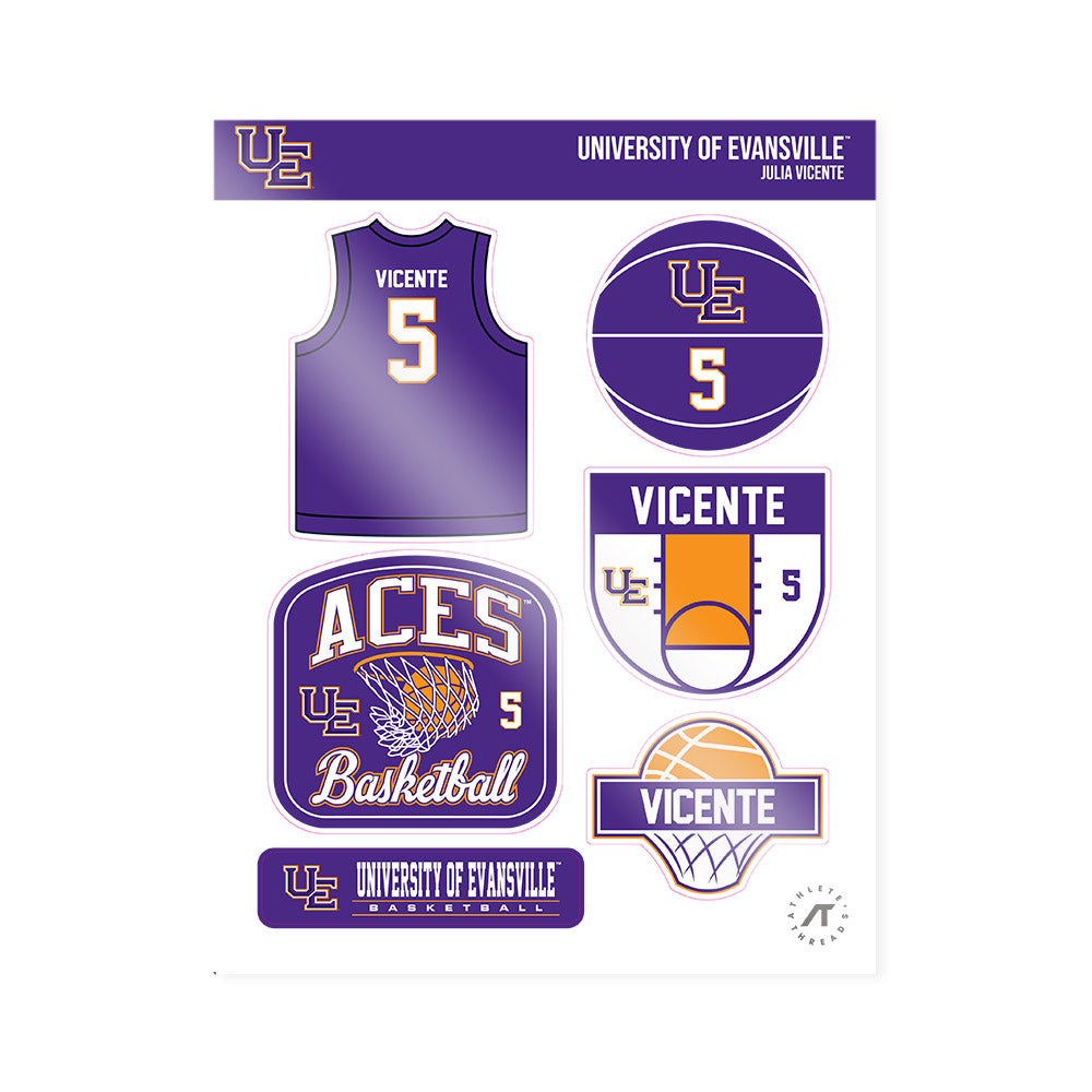 Evansville - NCAA Women's Basketball : Julia Vicente - Sticker Sheet-0