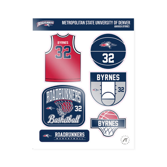 MSU Denver - NCAA Women's Basketball : Amanda Byrnes - Sticker Sheet-0