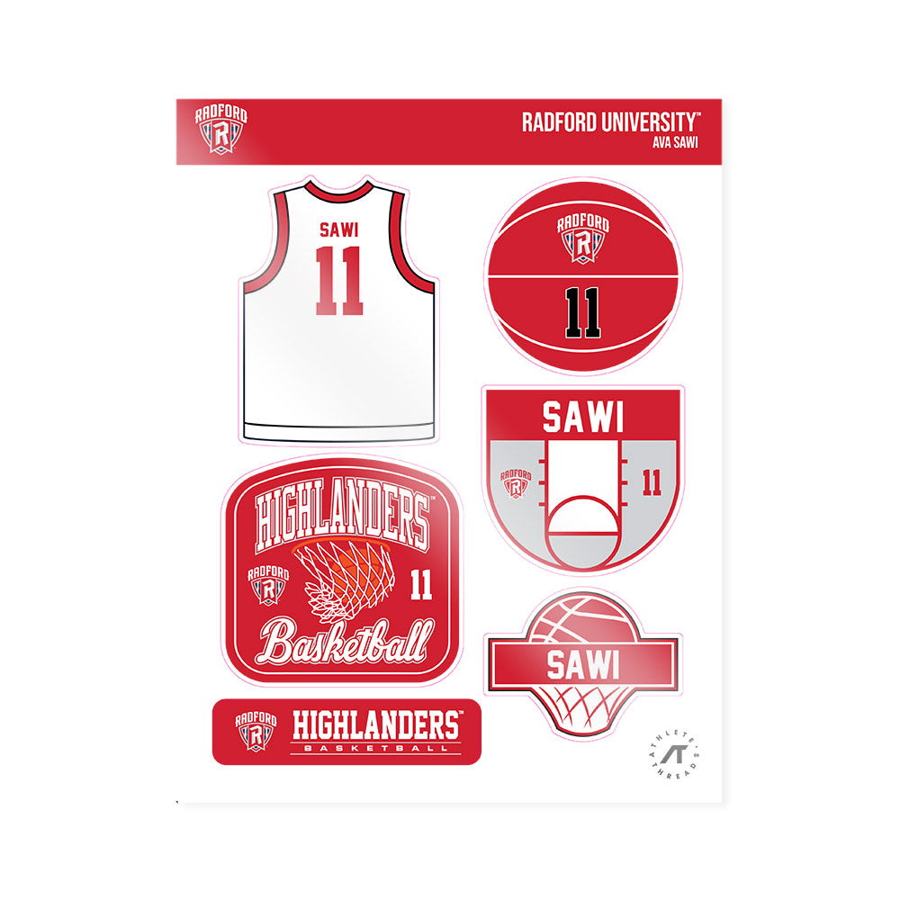 Radford - NCAA Women's Basketball : Ava Sawi - Sticker Sheet-0