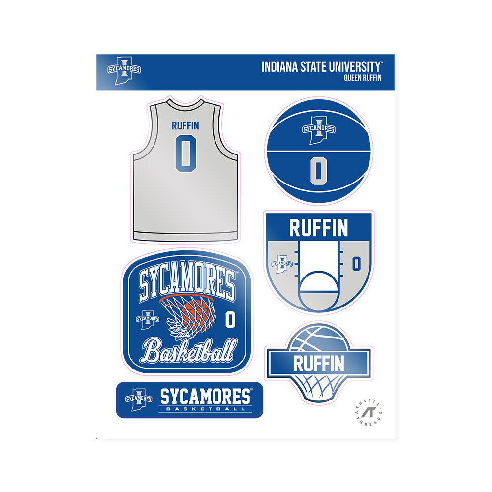 Indiana State - NCAA Women's Basketball : Queen Ruffin - Sticker Sheet-0