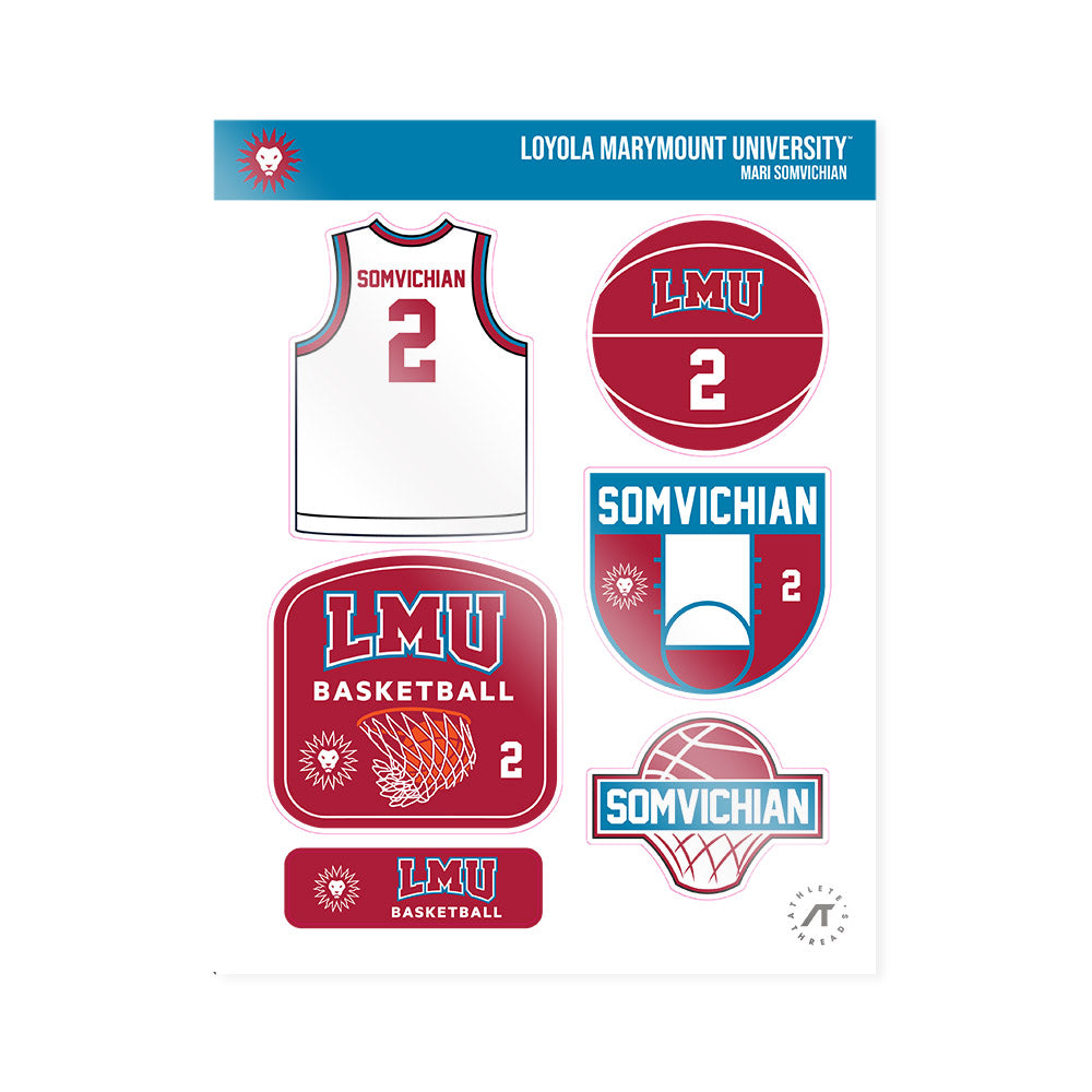 LMU - NCAA Women's Basketball : Mari Somvichian - Sticker Sheet-0