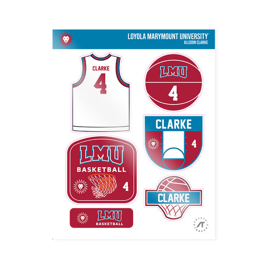 LMU - NCAA Women's Basketball : Allison Clarke - Sticker Sheet-0