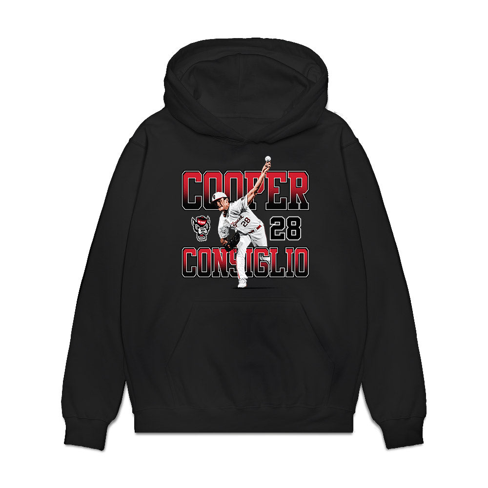 NC State - NCAA Baseball : Cooper Consiglio - Collage Premium Hooded Sweatshirt-0