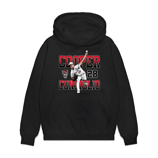 NC State - NCAA Baseball : Cooper Consiglio - Collage Premium Hooded Sweatshirt-0