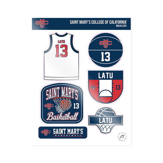 SMC - NCAA Women's Basketball : Malia Latu - Sticker Sheet-0