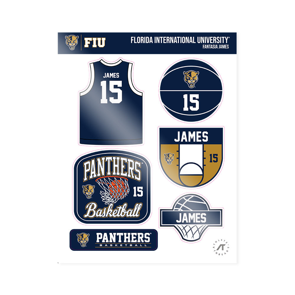 FIU - NCAA Women's Basketball : Fantasia James - Sticker Sheet-0