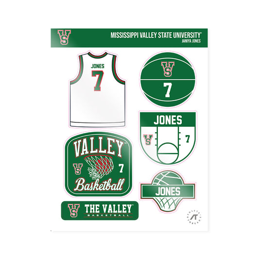 MVSU - NCAA Women's Basketball : Janiya Jones - Sticker Sheet-0