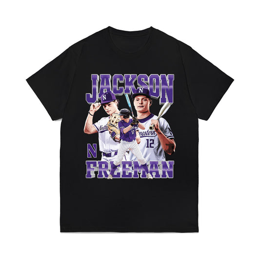 Northwestern - NCAA Baseball : Jackson Freeman - Collage Comfort Colors T-Shirt-0