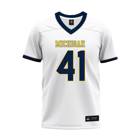 Michigan - NCAA Football : Shomari Stone - White Premium Football Jersey-0