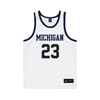 Michigan - NCAA Men's Basketball : Yaxel Lendeborg - White Basketball Jersey-0