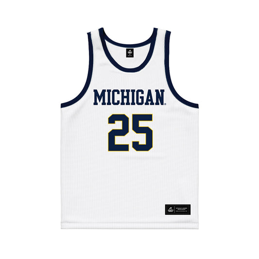 Michigan - NCAA Women's Basketball : McKenzie Mathurin - White Basketball Jersey-0