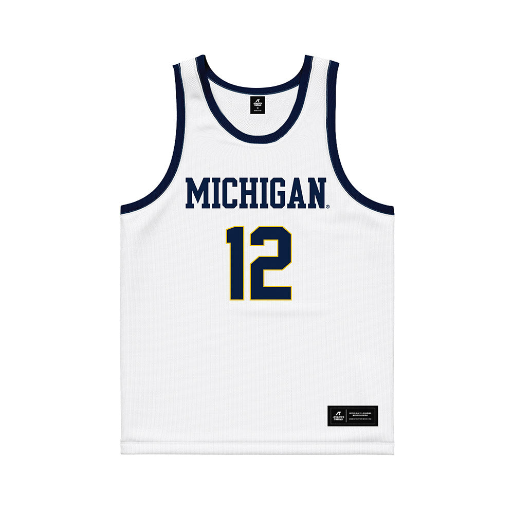 Michigan - NCAA Women's Basketball : Syla Swords - White Basketball Jersey-0