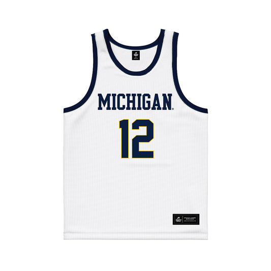 Michigan - NCAA Women's Basketball : Syla Swords - White Basketball Jersey-0