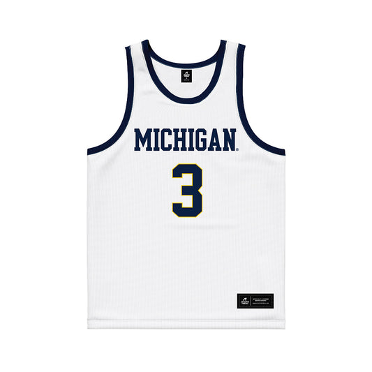 Michigan - NCAA Men's Basketball : Elliot Cadeau - White Basketball Jersey-0