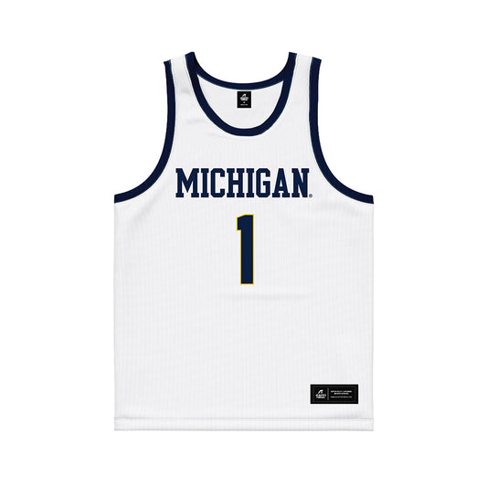 Michigan - NCAA Men's Basketball : Trey McKenney - White Basketball Jersey-0