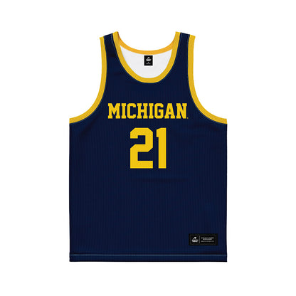Michigan - NCAA Men's Basketball : Morez Johnson Jr. - Blue Basketball Jersey-0