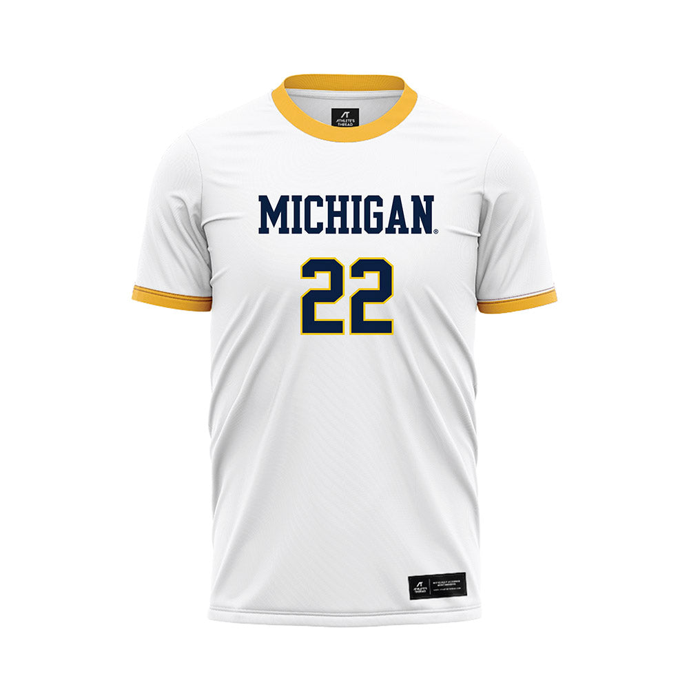 Michigan - NCAA Men's Soccer : Michael Leon - White Soccer Jersey-0