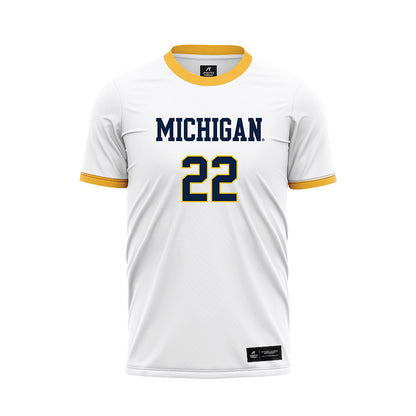 Michigan - NCAA Men's Soccer : Michael Leon - White Soccer Jersey-0