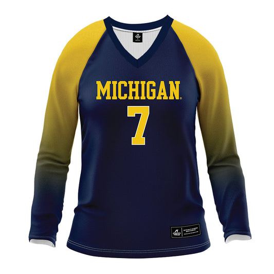 Michigan - NCAA Women's Volleyball : Morgan Burke - Blue Volleyball Jersey-0