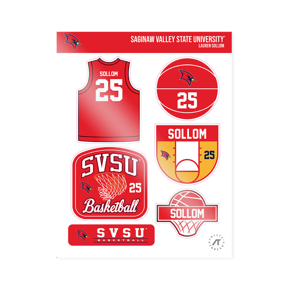 Saginaw Valley - NCAA Women's Basketball : Lauren Sollom - Sticker Sheet-0
