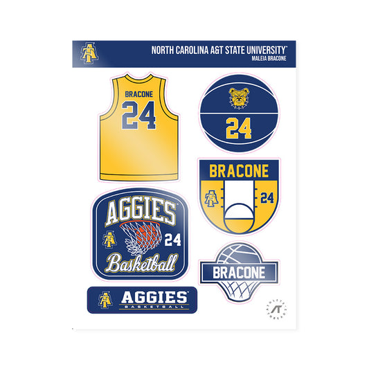North Carolina A&T - NCAA Women's Basketball : Maleia Bracone - Sticker Sheet-0