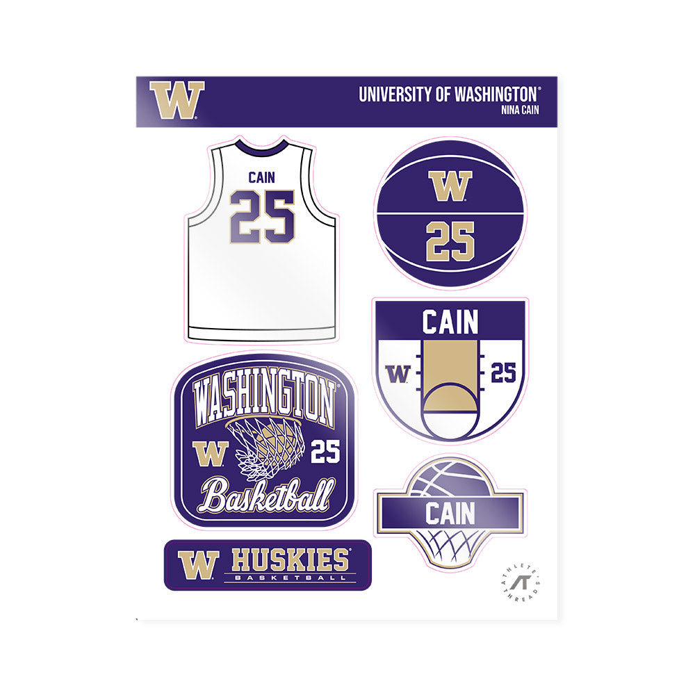 Washington - NCAA Women's Basketball : Nina Cain - Sticker Sheet-0
