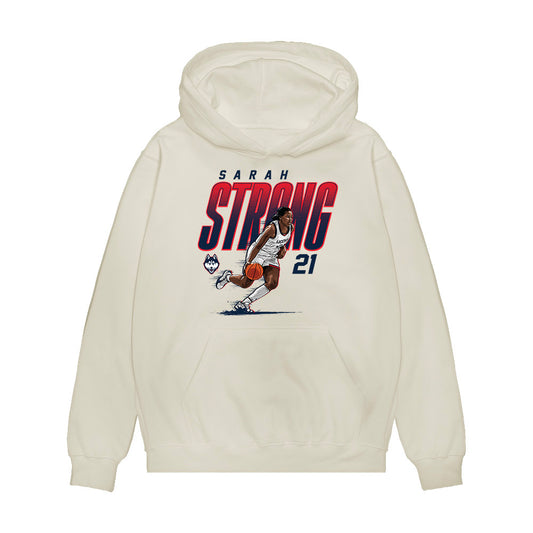 UConn - NCAA Women's Basketball : Sarah Strong - Caricature Premium Hooded Sweatshirt-0