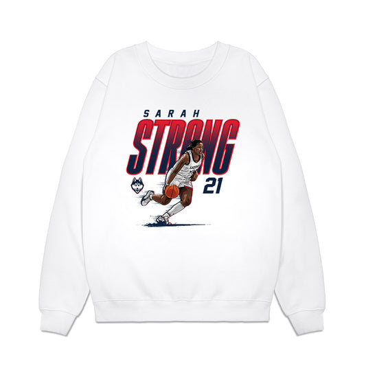 UConn - NCAA Women's Basketball : Sarah Strong - Caricature Premium Crewneck Sweatshirt-0