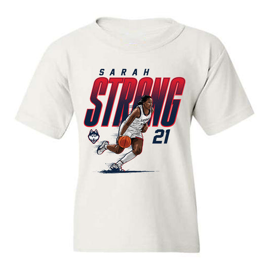 UConn - NCAA Women's Basketball : Sarah Strong - Caricature Youth T-Shirt-0
