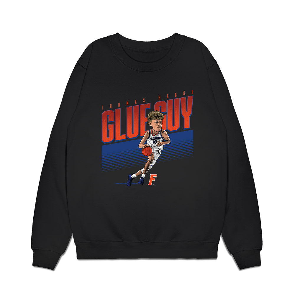Florida - NCAA Men's Basketball : Thomas Haugh - Glue Guy Caricature Premium Crewneck Sweatshirt-0