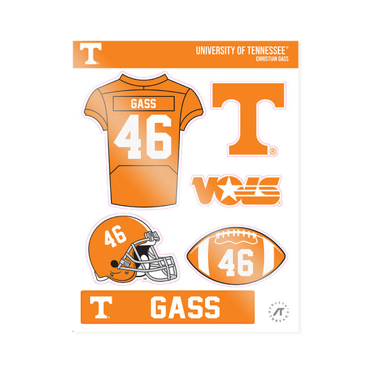 Tennessee - NCAA Football : Christian Gass - Sticker Sheet-0