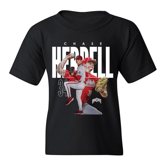 Ohio State - NCAA Baseball : Chase Herrell - Collage Youth T-Shirt-0