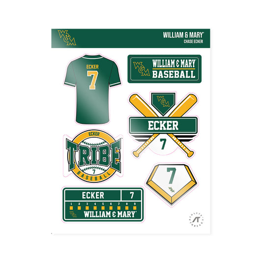 William & Mary - NCAA Baseball : Chase Ecker - Sticker Sheet-0
