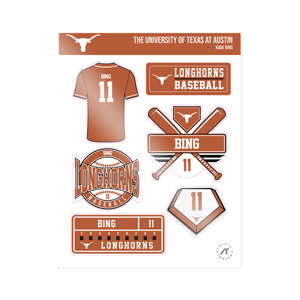 Texas - NCAA Baseball : Kade Bing - Sticker Sheet-0