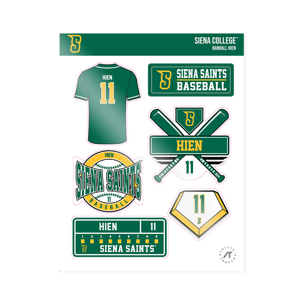 Siena - NCAA Baseball : Randall Hien - Sticker Sheet-0