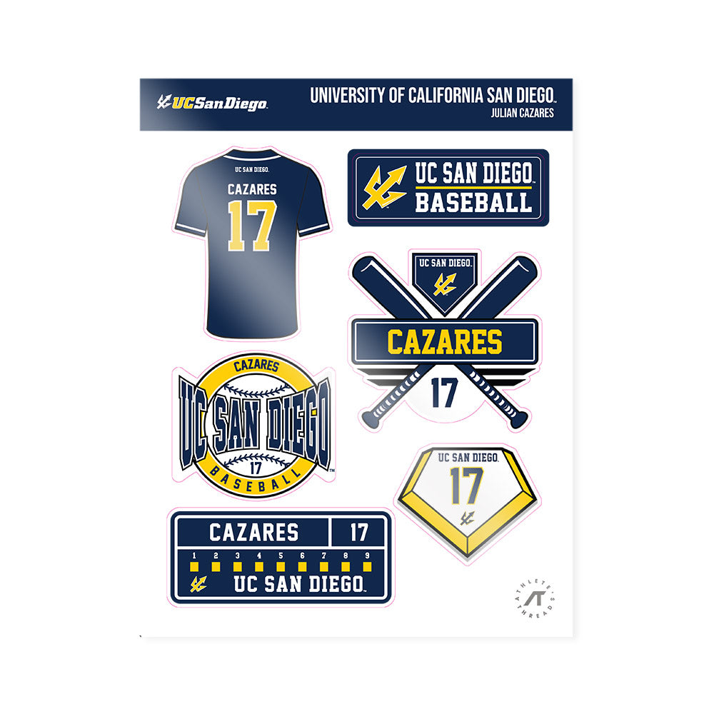 UCSD - NCAA Baseball : Julian Cazares - Sticker Sheet-0