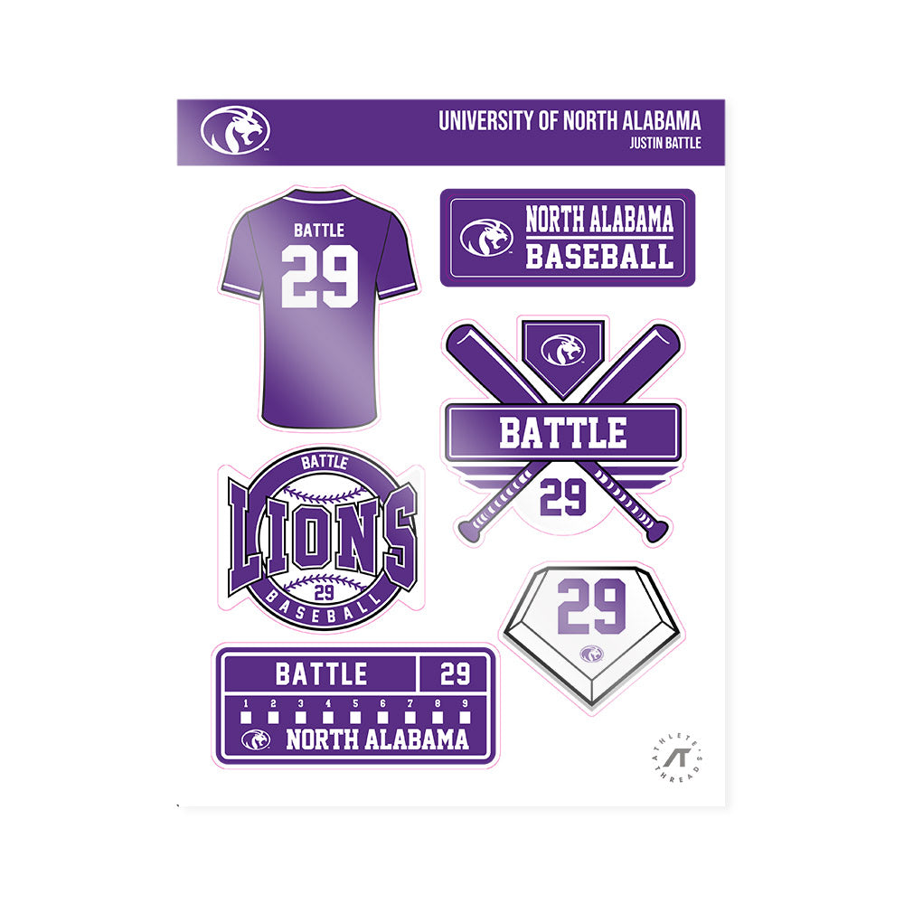 North Alabama - NCAA Baseball : justin battle - Sticker Sheet-0